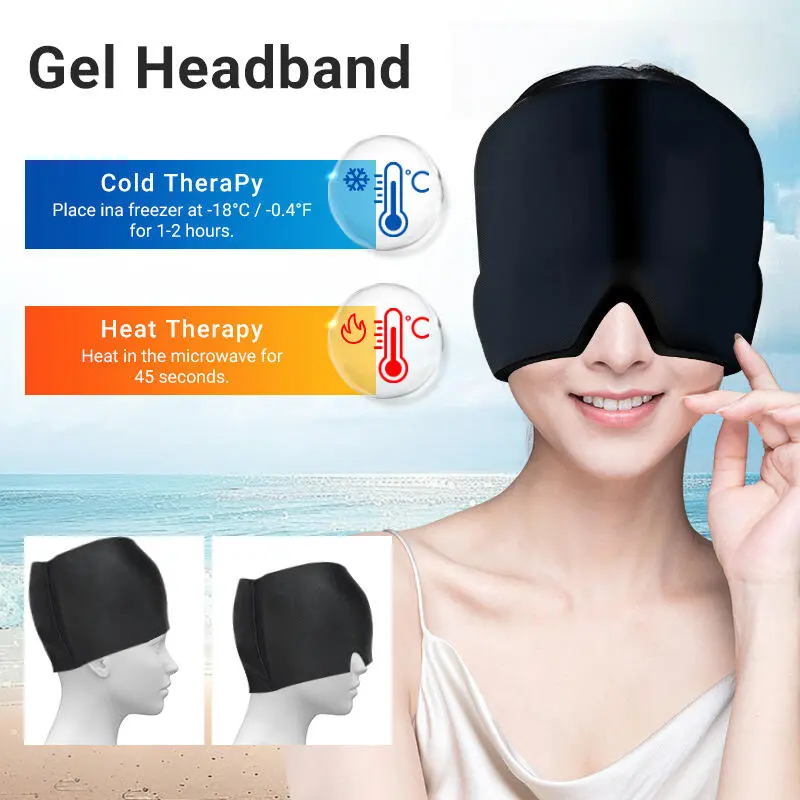 Mũ che mắt gel, cho chứng đau nửa đầu, có nắp làm mát và lạnh, nén đá, mặt nạ giảm đau vật lý trị liệu 2