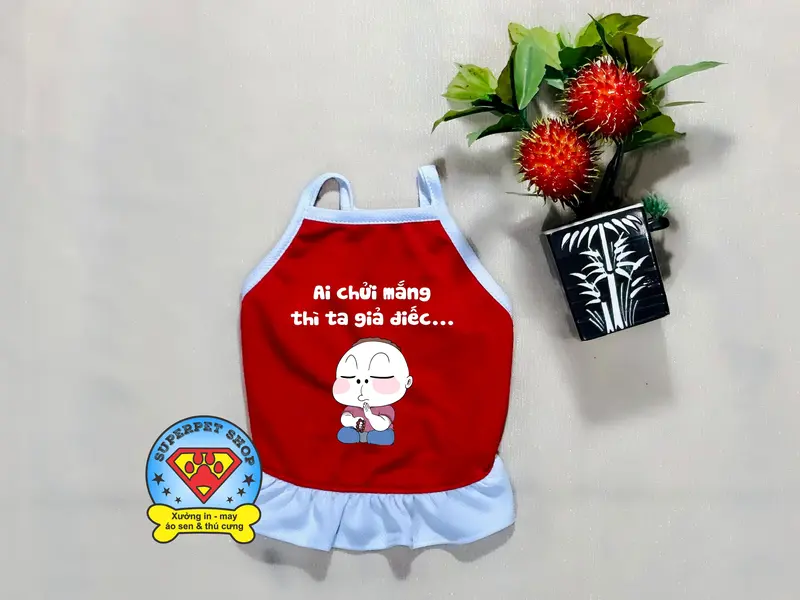 ÁO THÚ CƯNG CHỮ AI CHỬI MẮNG THÌ TA GIẢ ĐIẾC ĐỎ 5