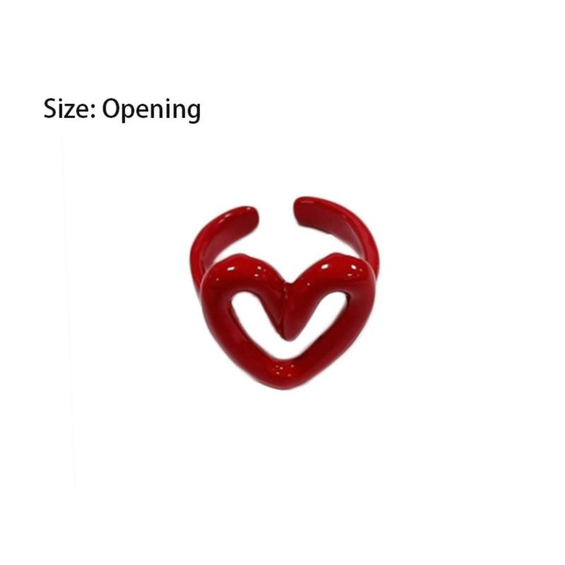 Product Introduction of Vintage Metal Red Open Ring Enamel Heart Gift Y2K Opening Rings Elegant Adjustable Ring Gift 15