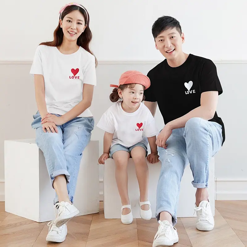 Áo Thun Gia Đình Bố Mẹ Bé In Logo Trái Tim Love In Decal Hàn Quốc Cao Cấp Áo Phông Gia Đình 4