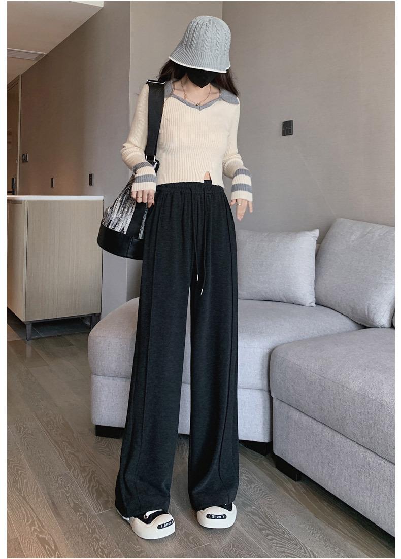 Product Introduction of Yuxi Autumn and Winter New Narrow Wide-Leg Pants Women's Draping Effect Mop Pants Soft Glutinous Rice Shake Pants Straight-Leg Trousers Casual Pants baggy ali  jeans cargo pants  women 18
