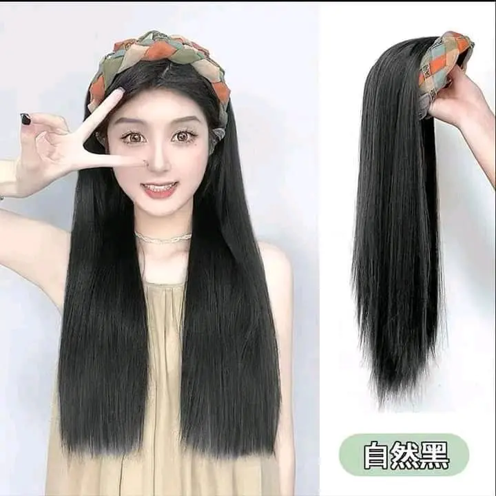 Wig Korea Rainbow - Wig Sintetis Eksotis dengan Warna Coklat & Hitam Model Lurus dan Curly untuk Acara Kostum dan Sehari-hari 2