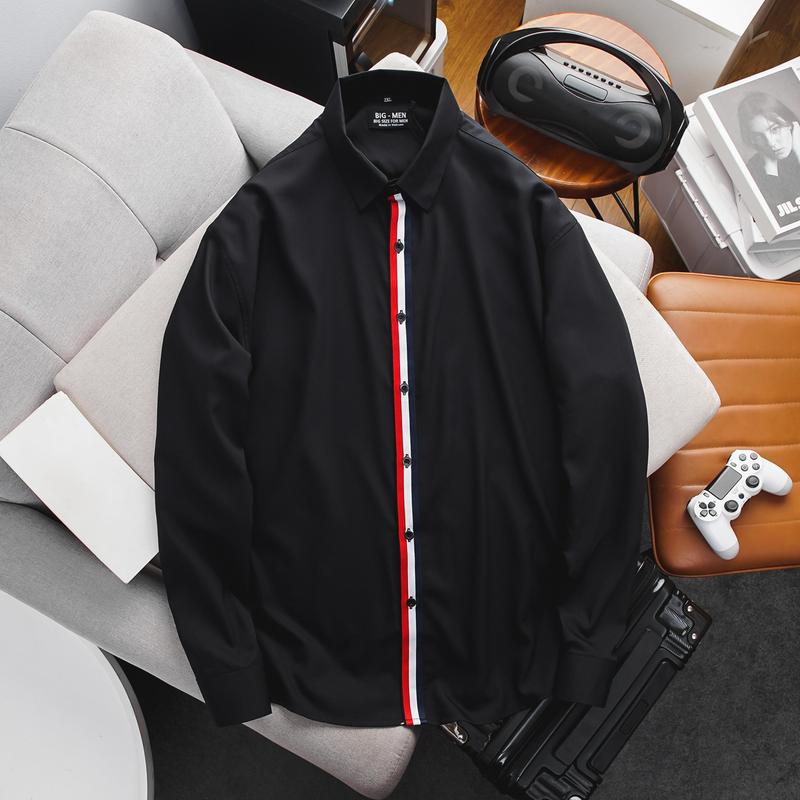 [bigsize] Áo sơ mi trắng tay dài họa tiết sọc 80-130kg bigsize nam