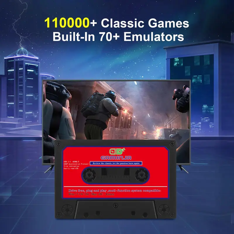 Portable Game Hard Drive, Game Hard Drive with 110000 Games, Compatible with 70+ Classic Emulators for PC/Windows/Mac OS, Game Peripherals, Gaming Products, Gaming Items 2