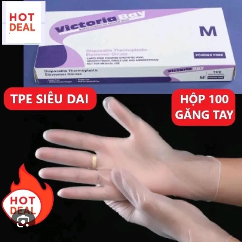 Set 100 cái bao tay cao su Victoria Bay dẻo bền 0