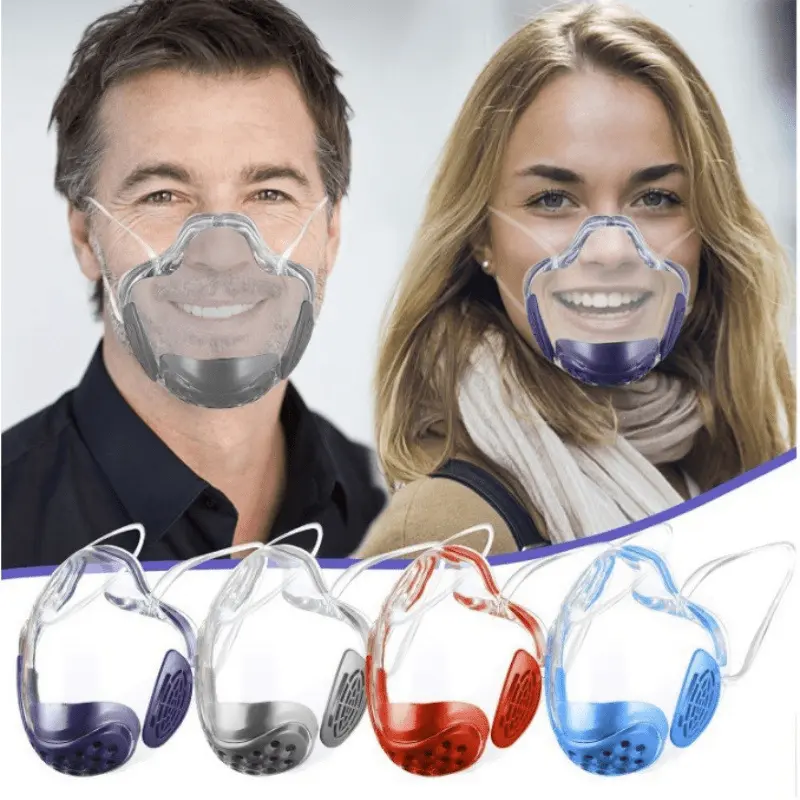HD Clear Anti-Fog Face Mask Reusable Breathable Transparent PC Durable Mouth Shield PET Plastic Mouth Masks Anti-spitting
