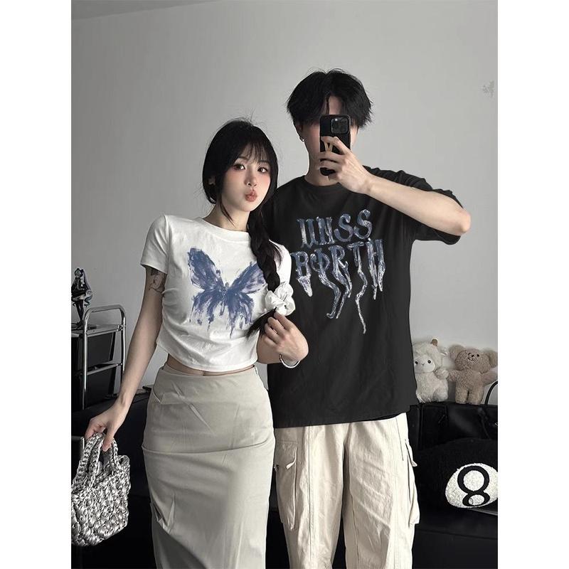 Áo Thun Cặp Đôi, ngắn Tay, 100% Cotton, Ngoại Cỡ, Dành Cho Nữ Và Nam, Dáng Rộng Vừa Vặn, Hàng Mới Về 1