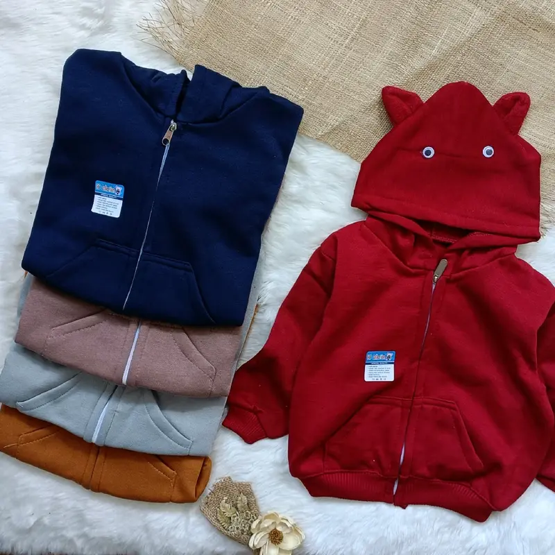 Jaket hoodie saku polos 3-12 bulan 0