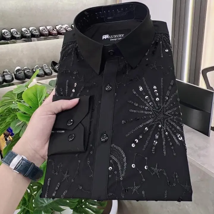 ÁO SƠ  MI THIẾT KẾ ĐÍNH KIM SA LUXURY Nam 3