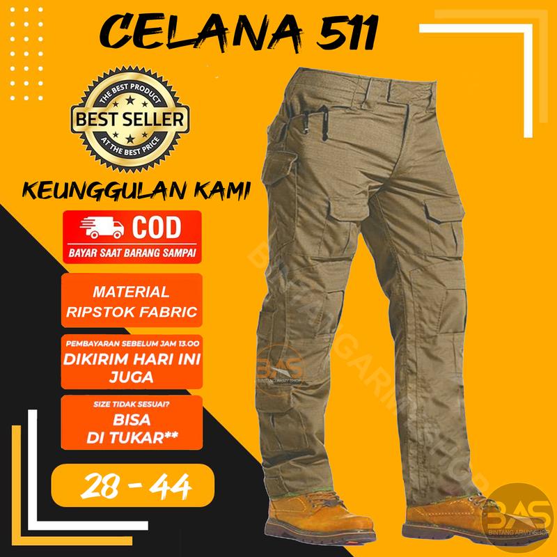 CELANA TACTICAL 511 / CELANA LAPANGAN Pria Panjang Cargo Outdoor Kantong Casual Dewasa Army Tebal Gunung Cowok Chino 1