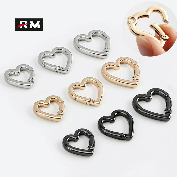 [2 Pcs] Heart-Shaped Spring Buckle Zinc Alloy Heart Spring Ring Open Lobster Buckle Bag Handbag Shoulder Strap Connecting Buckle Diy Necklace Jewelry Pendant Buckle Car Key Chain