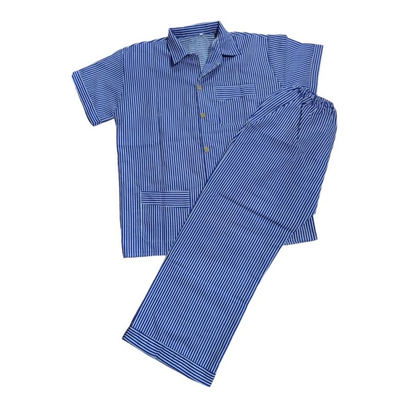 Bộ sọc cộc tay nam bộ pijama nam ông già