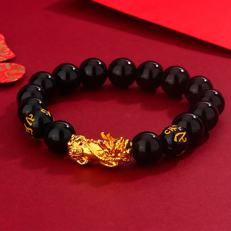 Vòng Tay Obsidian, May Mắn Tiền, Dành Cho Nam Giới, Vòng Tay Tỳ Hưu, với câu thần chú sáu âm tiết