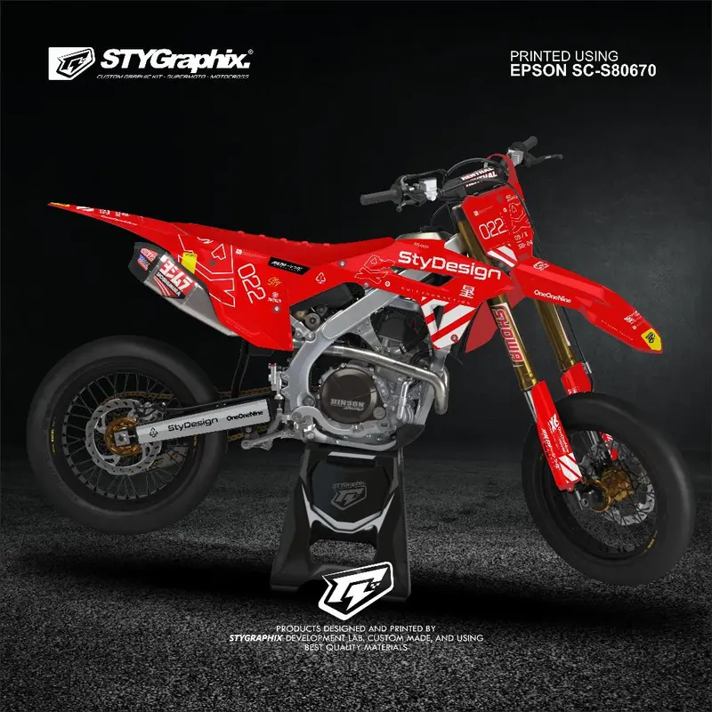 DECAL CRF 450 MERAH PUTIH BISA DI APLIKASIKAN KE GORDON CRF150L KLX DTRACKER WR 0