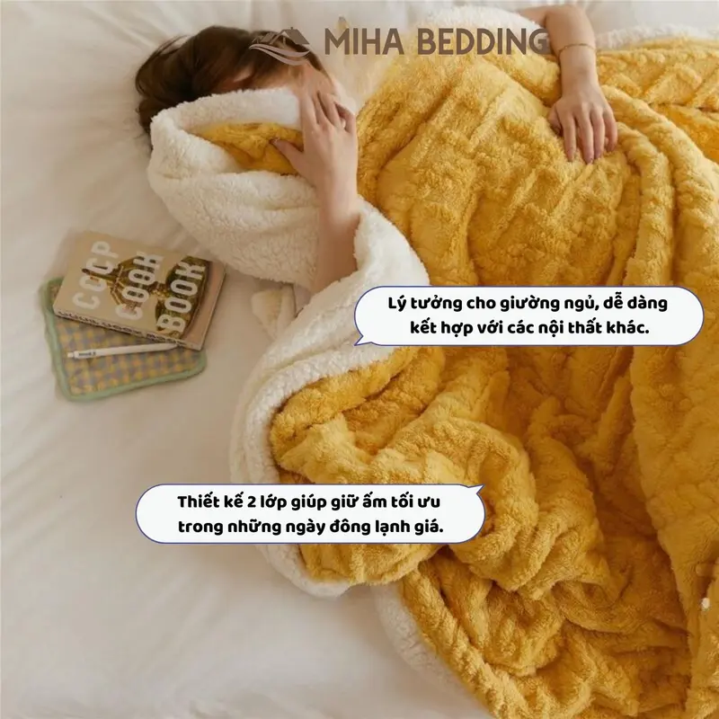 Chăn Lông Cừu Nhập Khẩu TAFURONG Homies - Sử Dụng Phòng Ngủ, 2 Lớp Siêu Ấm 7
