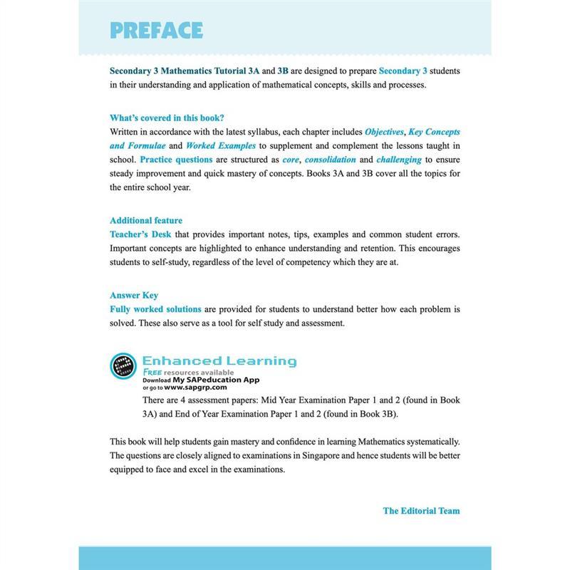 Product Introduction of original Secondary Mathematics Tutorial 1A - 3B [Express / G3] | Topical | Secondary Math School Assessment Books - SAP 14
