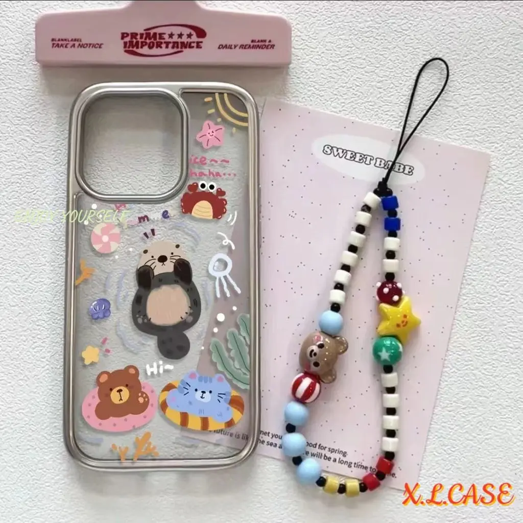 Happy Animal Transparent Plating Soft Casing Compatible For iPhone 13 XR 11 7Plus 11 15 13 12 14 Pro Max 7 X 8 Plus XS MAX SE 2020