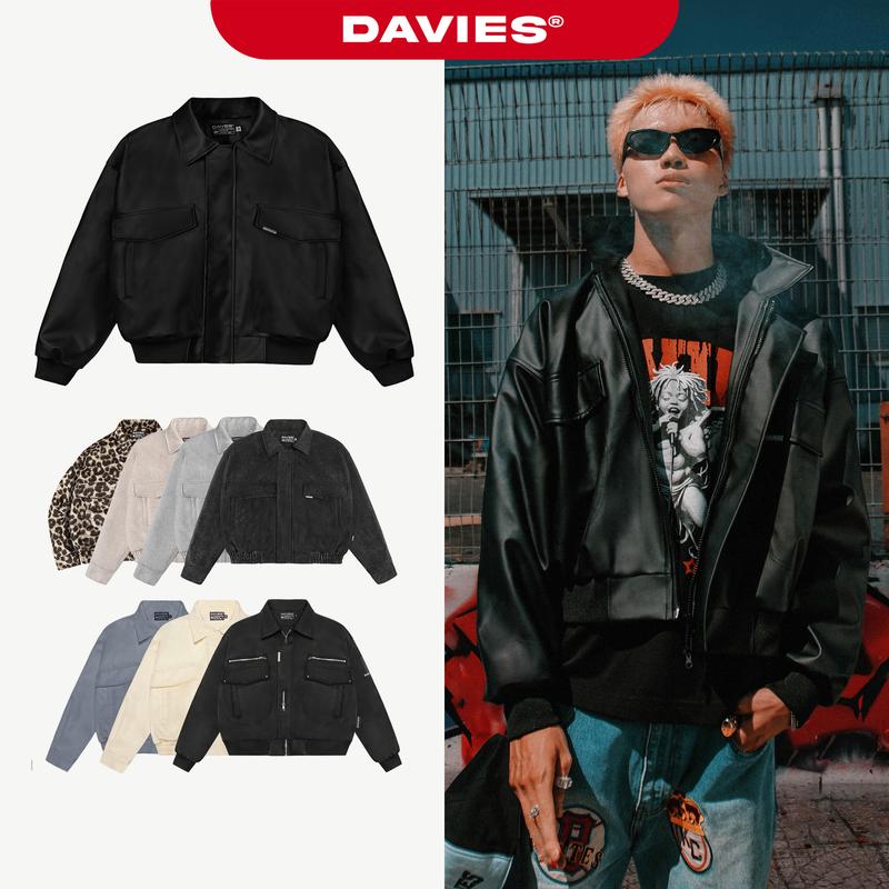 Áo khoác bomber local brand dáng ngắn DAVIES nam nữ chất liệu dù da nỉ dạ nhiều màu Classy Crop Jacket