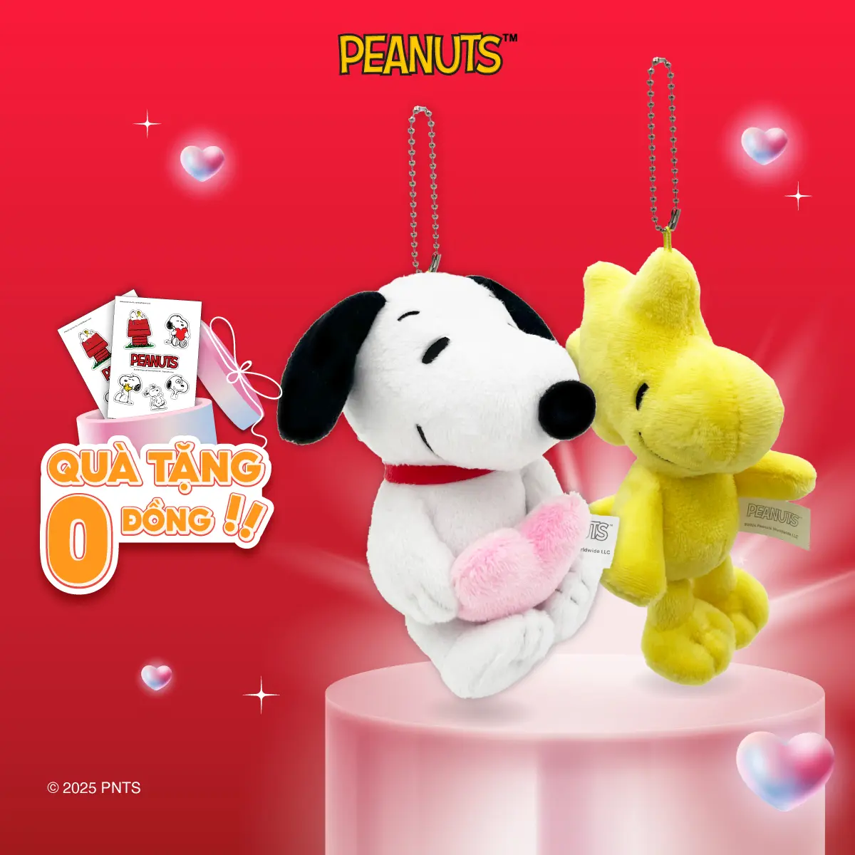 Móc Khóa Snoopy / Woodstock 13cm chính hãng Peanuts