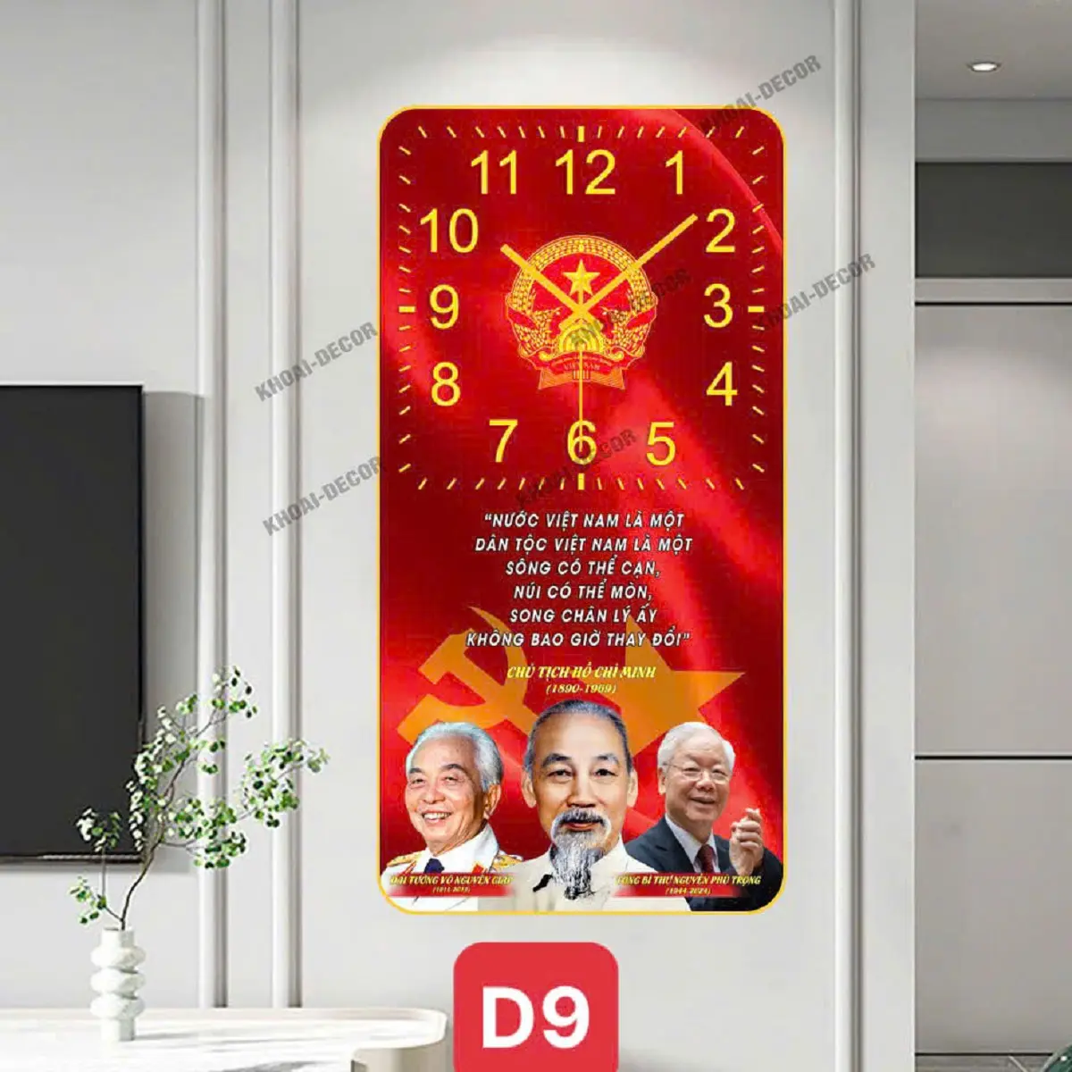 Đồng Hồ Treo Tường Tráng Gương Cao Cấp Bác Hồ - Bác Giáp - Bác Trọng Decor Phòng Trang Trí Nhà Decor Phòng