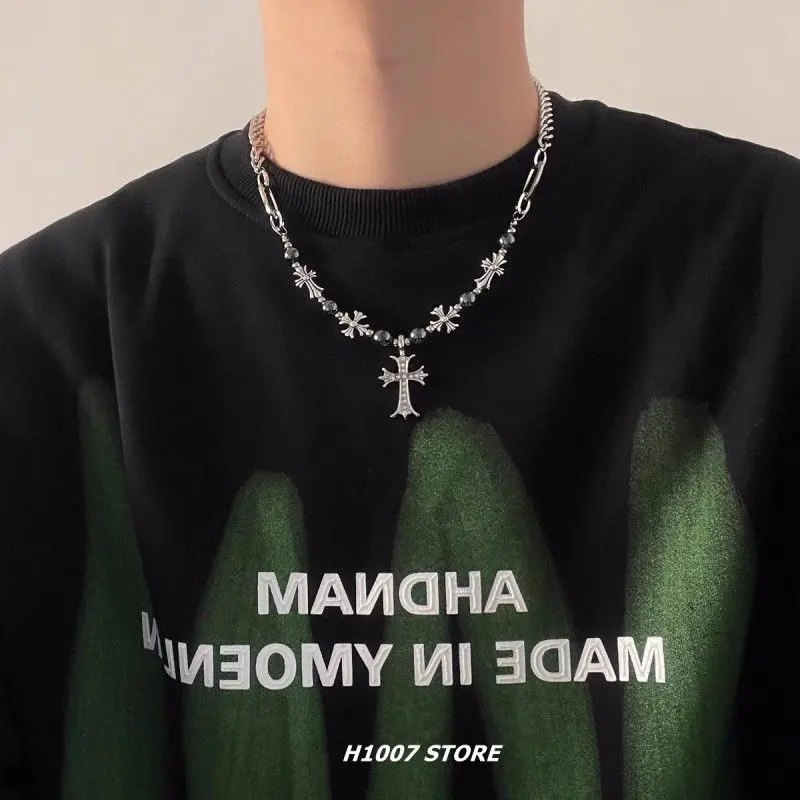 Vòng Cổ Dây Chuyền Xương Đòn Thiết Kế Độc Đáo, Phong Cách Nguyên Bản Và Hip Hop, Ngầu, Làm Bằng Thép Titan, Với Ngọc Trai Dệt Kim Và Thiết Kế Chữ Thập, Thích Hợp Cho Vòng Cổ Áo Len, Đồ Trang Sức Hình Con Voi Thiết Kế Đẹp 0