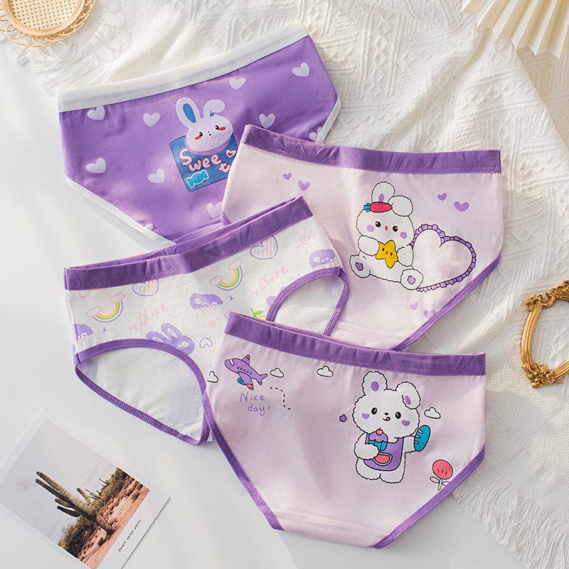 Set 4 quần chip tam giác bé gái nhiều màu họa tiết dễ thương từ 9-33kg (2-10 tuổi), quần lót trẻ em cotton thoáng mát mềm mịn