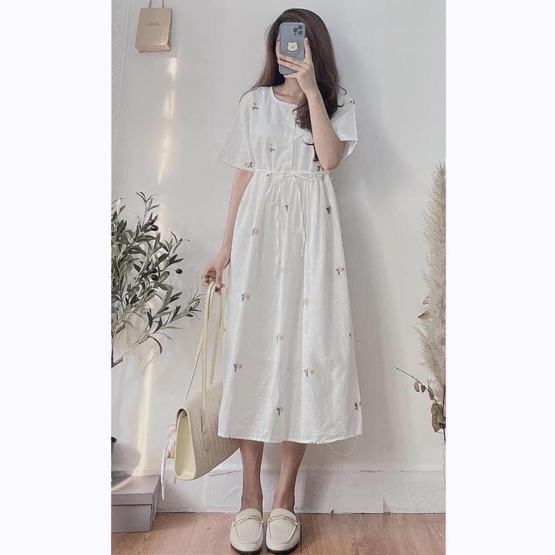 Váy Babydoll Hoa Cúc Tay Suông