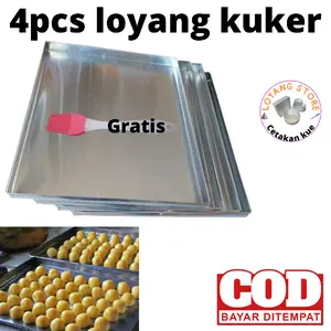 4pcs Loyang kue kering tatakan kue nampan pemanggang oven kue Aluminium