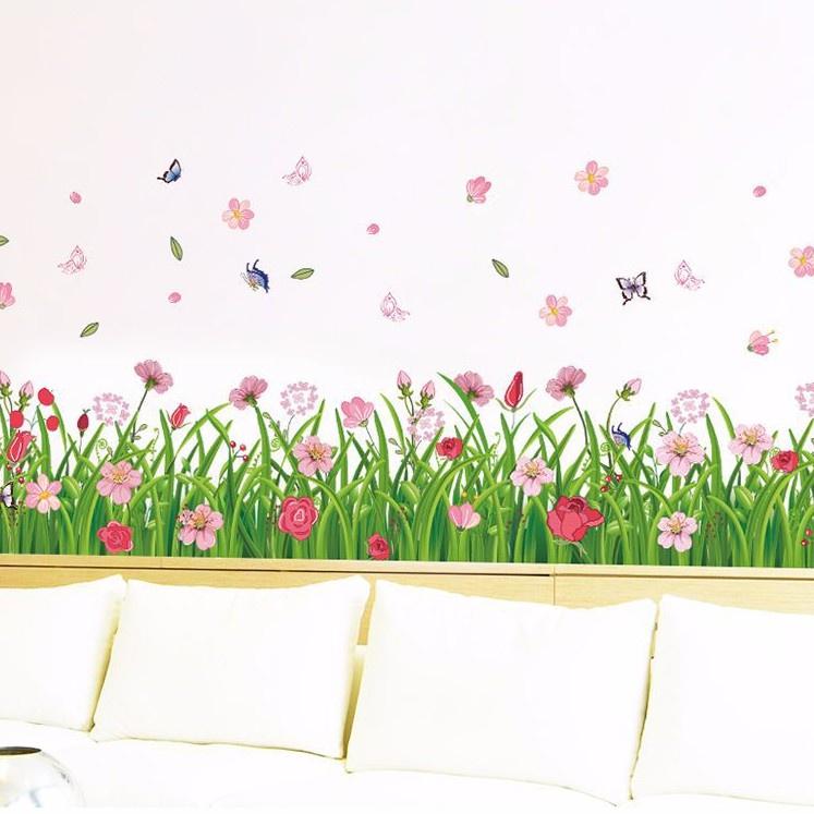 Juragan Wall Sticker Grass Pink Flowers Rumput Bunga Stiker Dinding LDR 7189 Wallsticker 2