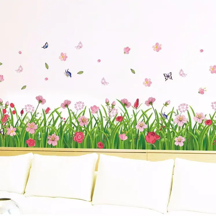 Juragan Wall Sticker Grass Pink Flowers Rumput Bunga Stiker Dinding LDR 7189 Wallsticker 2