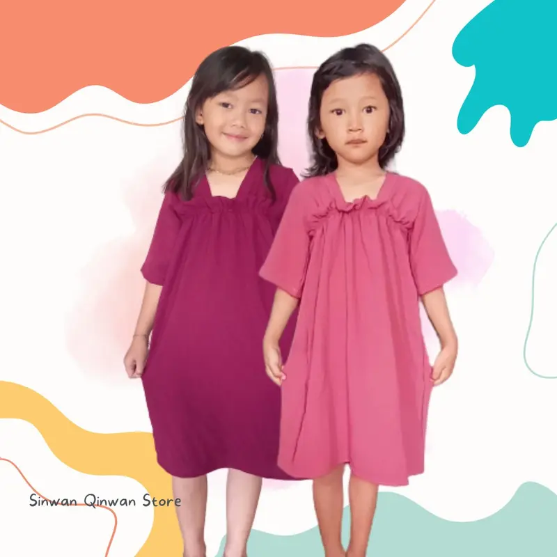 Fuji Dress Anak Perempuan Bahan Crinkle Airflow Daster Anak-Anak Perkiraan Usia 1-11th Lengan Pendek an 2