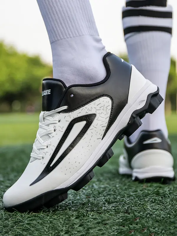 Men's Colorblock Lace Up Baseball Shoes, Casual Sporty Low Top Shoes for All Seasons, Breathable Comfortable Sports Shoes for Baseball 0