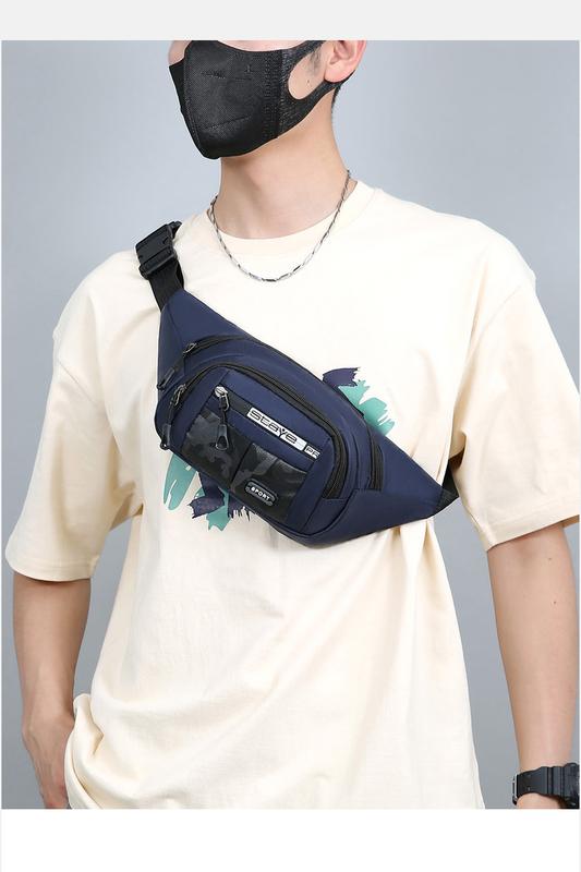 Product Introduction of Solid Color Men Chest Bag Outdoor Sports Waist Pack For Boys Multi Layered Design Crossbody Bags 5
