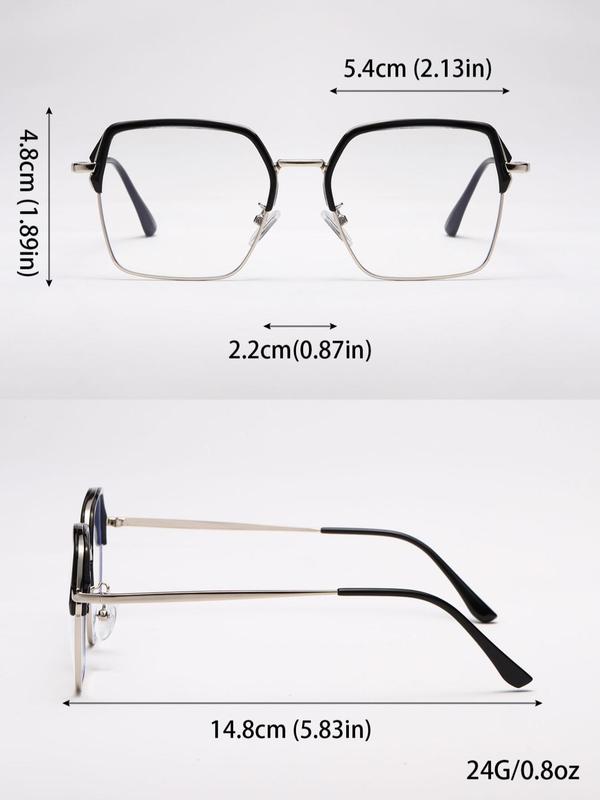 Simple Anti-blue Light Eyeglasses for Everyday Use, Basic Square Frame Fashion Eyeglasses for Women & Men, Fashion Eyeglasses for Daily Clothing Decor 1