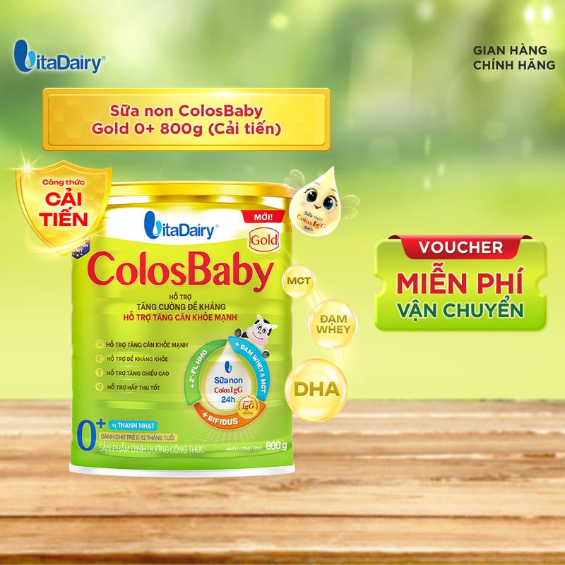 Sữa non Colosbaby Gold 0+ 800g (Cải tiến), sữa bột giúp bé cải thiện cân nặng, miễn dịch khỏe - VitaDairy