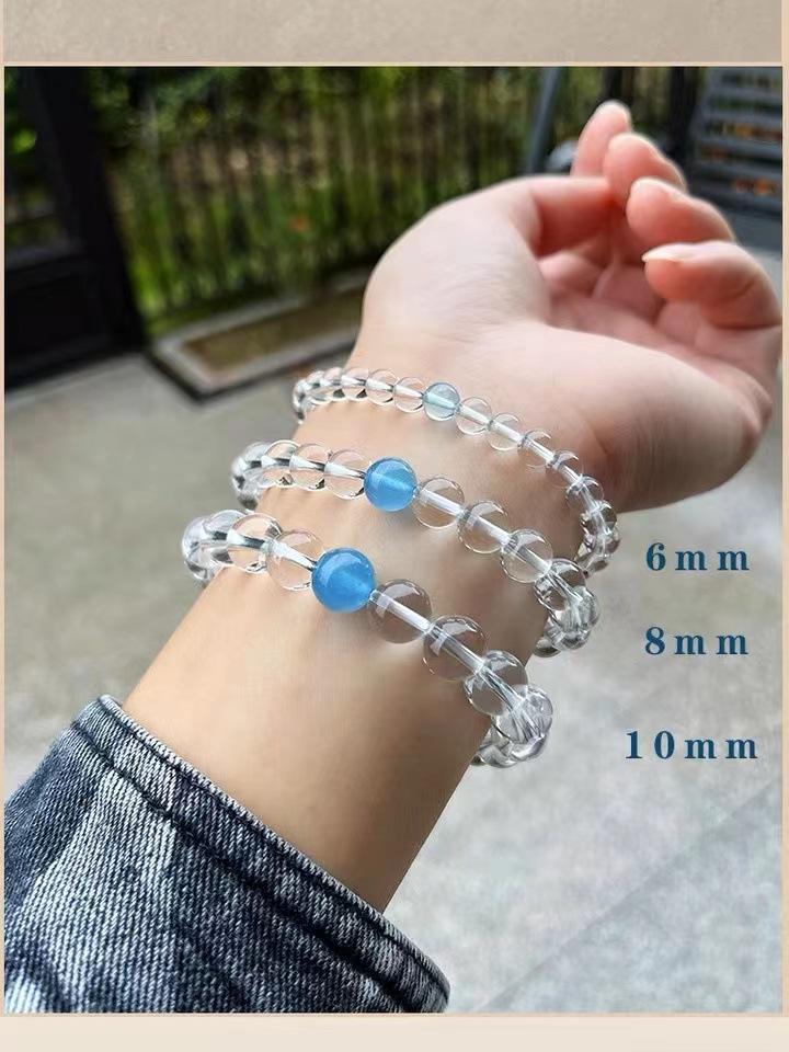 Product Introduction of Rongjing Jewelry Natural Aquamarine Beads Imitation Crystal Bracelet Star Same Style Factory Direct Sales 7