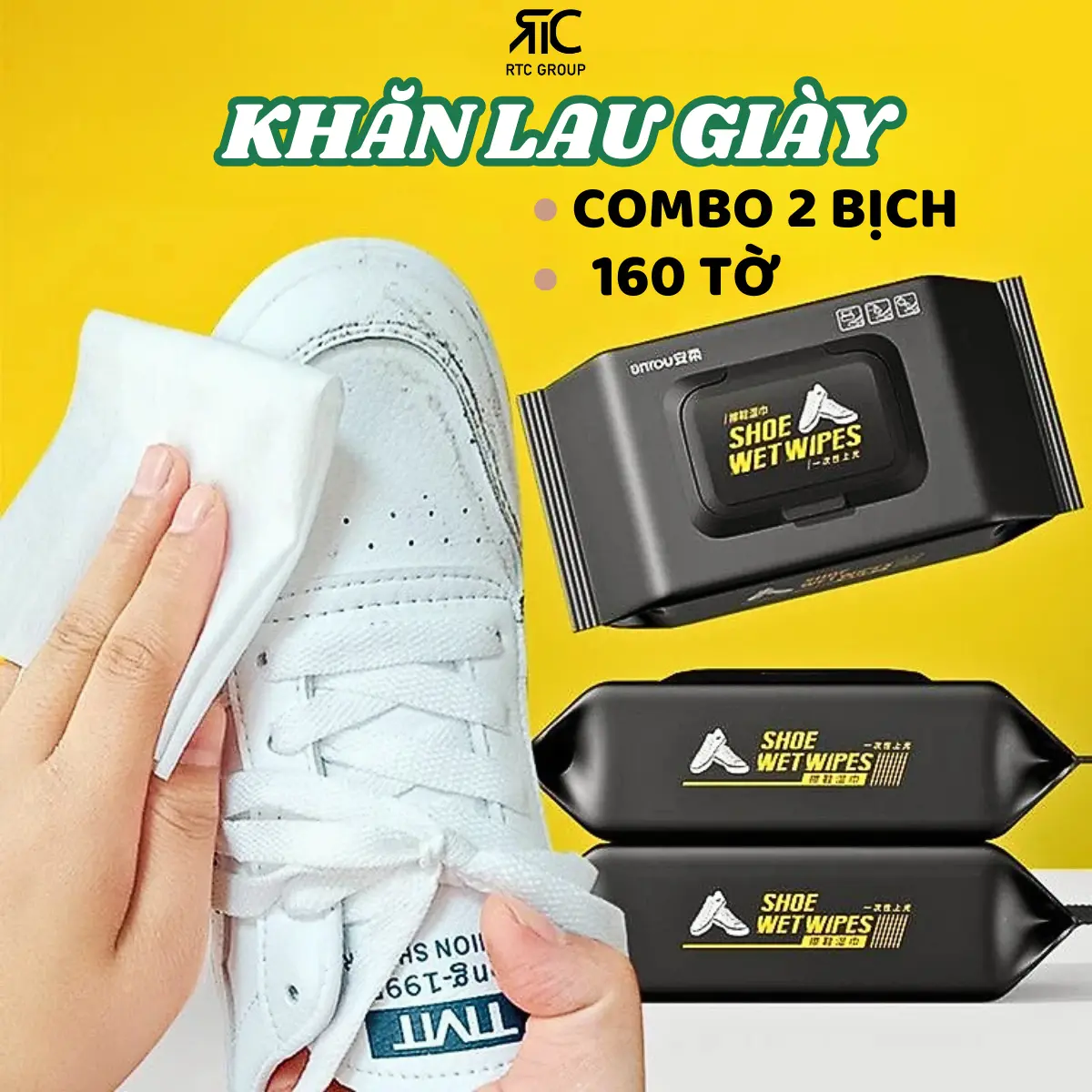 Combo 2 Bịch (160 khăn) Khăn Uớt Lau Giày Shoe Shine Wipes,Lau Đa Năng , Lau Bếp, Lau Giày Dép, Túi Xách ,Ba Lô, Dầu Mỡ...Làm Sạch Mọi Thứ.