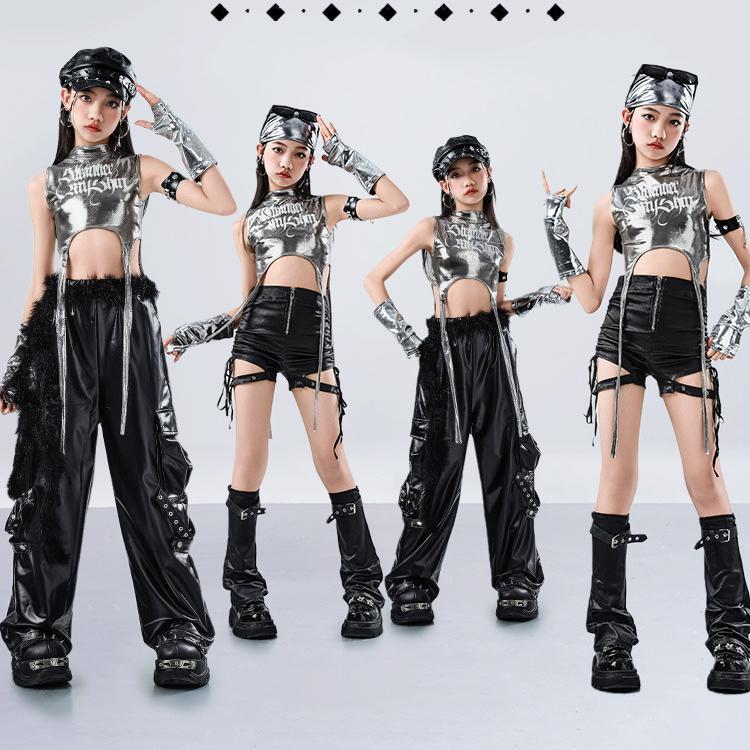 เด็กผู้หญิง  เสื้อครอป ชุดเต้นแจ๊ส ชุดโคฟเวอร์  hip hop ชุดเต้น ชุด cover dance ชุดการแสดง ฮิปฮอป ชุ