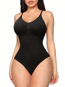 Body moldeador sólido sin espalda con tirantes ajustables, body moldeador sin costuras de alta elasticidad, ropa interior para mujer, atuendos de verano 2024