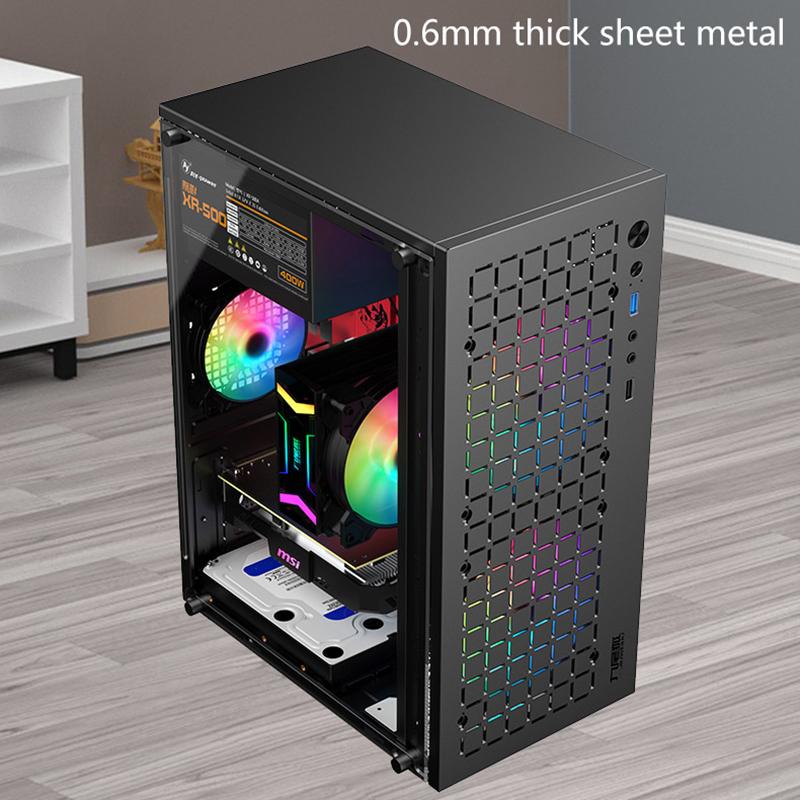 Product Introduction of Micro ATX/ITX Transparent DIY PC Case Glass Desktop Computer Case HDD+SSD ATX Power Supply 250mm Graphic Cards 3 Fans Cooler 15