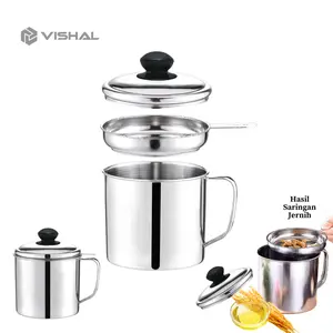 Oil Pot Wadah Saringan Minyak Stainless Steel  + Tutup/ SARINGAN STAINLESS MINYAK GORENG SISA WADAH JELANTAH