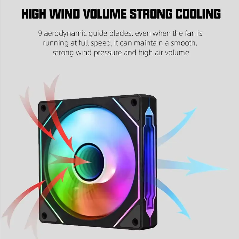 Kipas PC ARGB 120mm GEN4 - PWM Cerdas 2-in-1 Depan & Belakang, Efek Cahaya RGB untuk Desktop Gaming, Senyap & Efisien 8