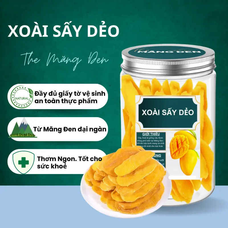 Xoài Sấy Dẻo Không Đường The Măng Đen 200g Đặc Sản Măng Đen Kon Tum