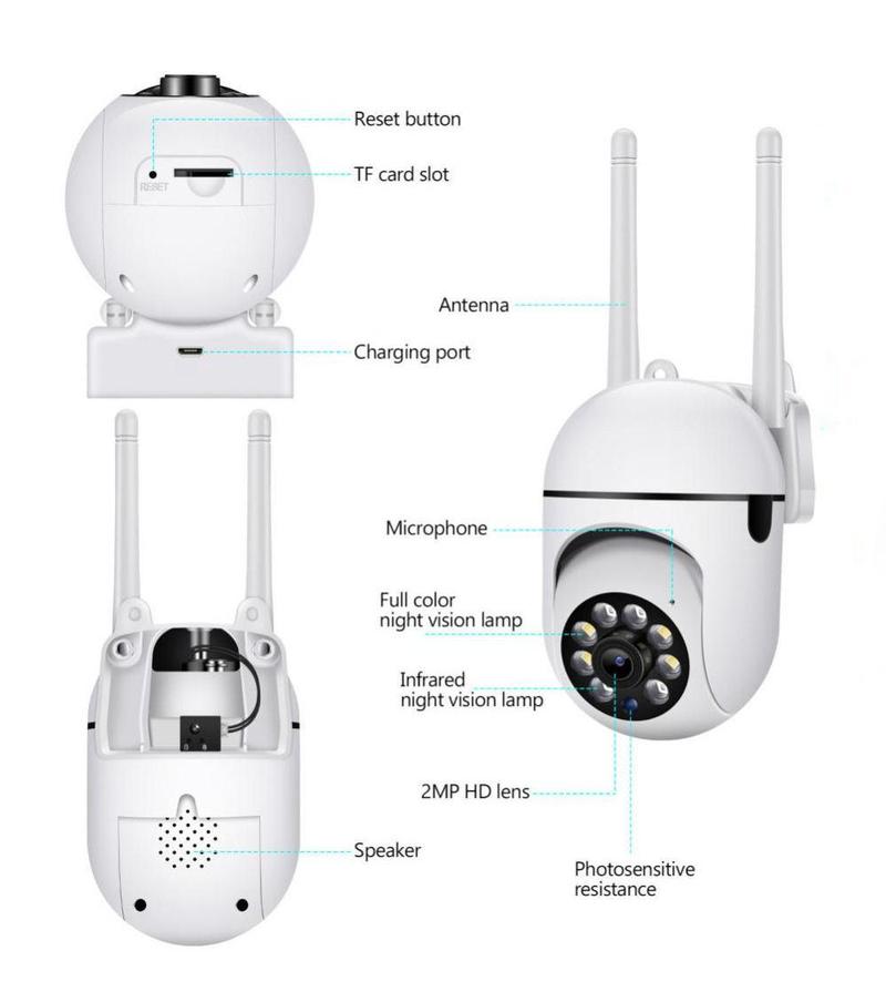 Product Introduction of Beli 1 Get 1-V380 Pro Kamera  Wifi CCTV IP Full HD 1080P Waterproof Tanpa Kabel dengan Pelacakan Manusia & Wireless 3