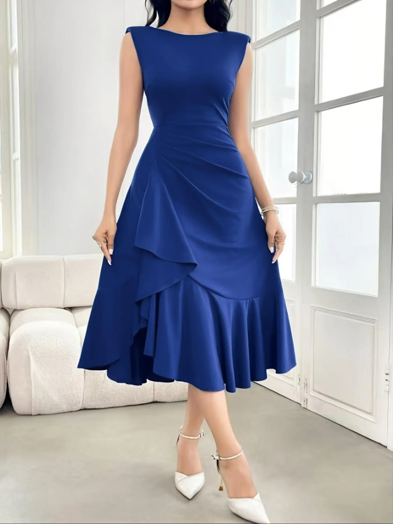 Women's Plain Tank Dress, Elegant Sleeveless A Line Dress for Party Holiday Wedding Guest, Ladies Summer Clothes