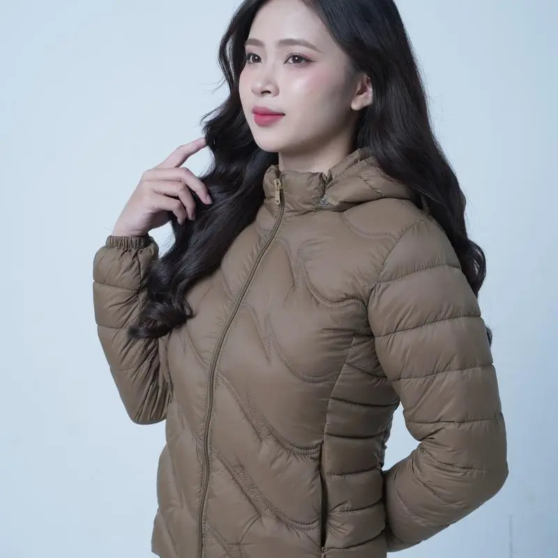 Áo Phao Nữ Lông Vũ Họa Tiết Sóng Siêu Nhẹ, Cực Ấm, Thời Trang Hàng Đẹp Loại I Top Jacket Women, XUXU MIU 7