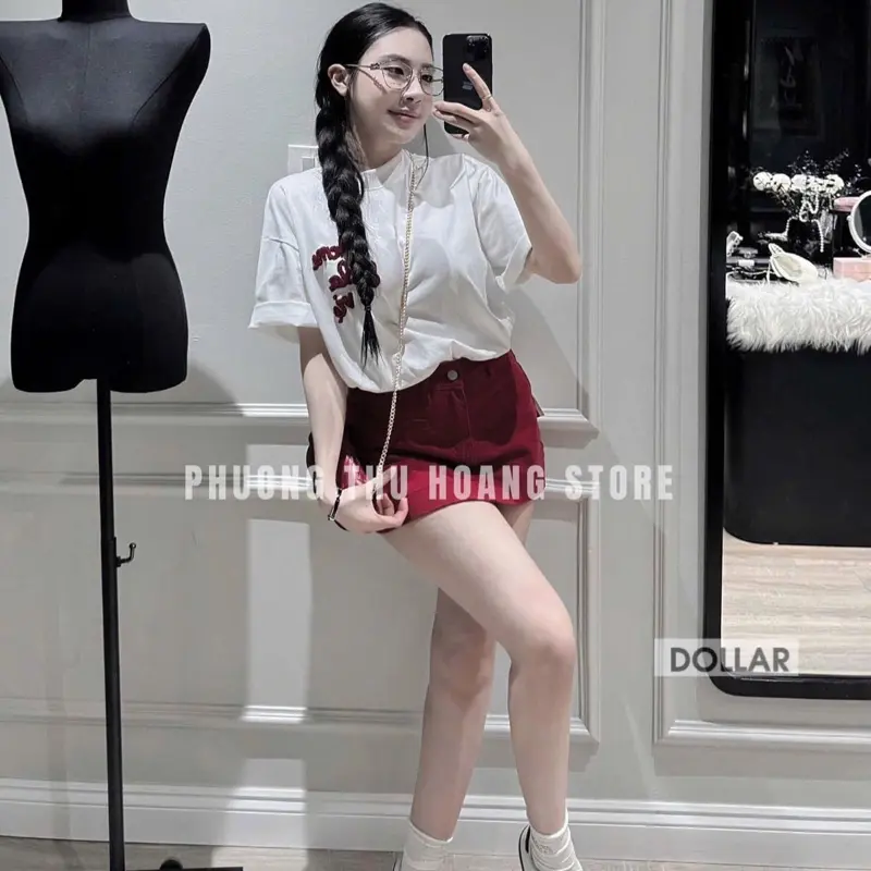 [BeebeeStore] QCCC áo phông chữ form rộng siêu hach dáng Cổ Tròn Top Women
