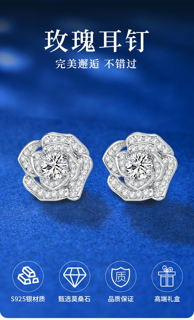 Product Introduction of S925 Sterling Silver Earrings Moissanite Studs for Women Ins Style Light Luxury Niche Design High-end Earrings In Stock 1