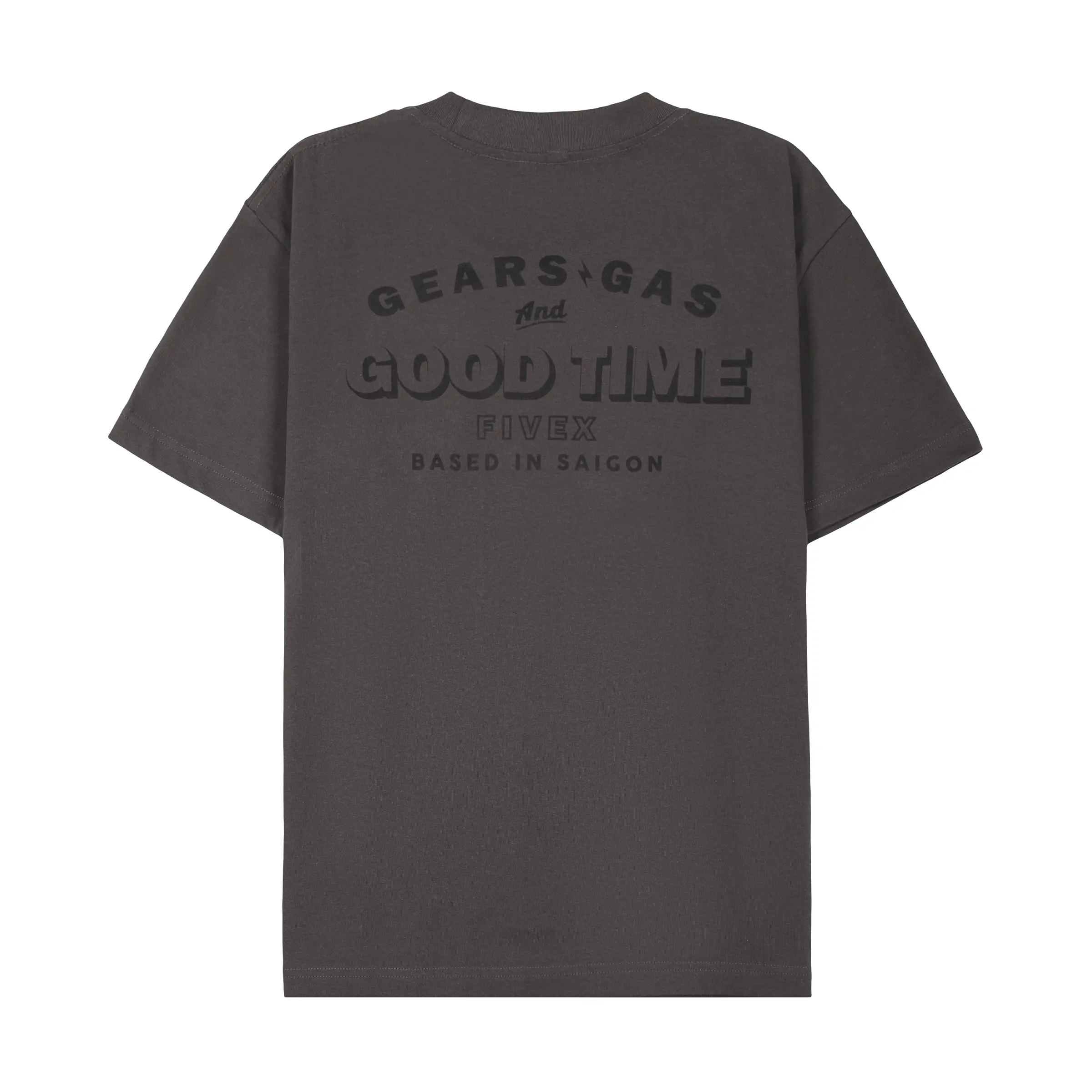 Áo thun Nam FIVEX-GEARS GAS AND GOOD TIME - GREY-Unisex-Cotton-Cổ Tròn Nam Menswear  áo thun unisex