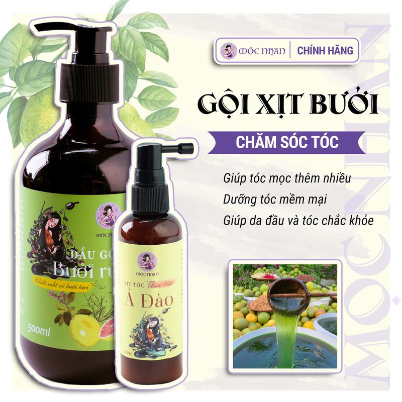 Combo dầu gội bưởi 500ml và xịt tóc Mộc Nhan 100ml Chăm sóc tóc
